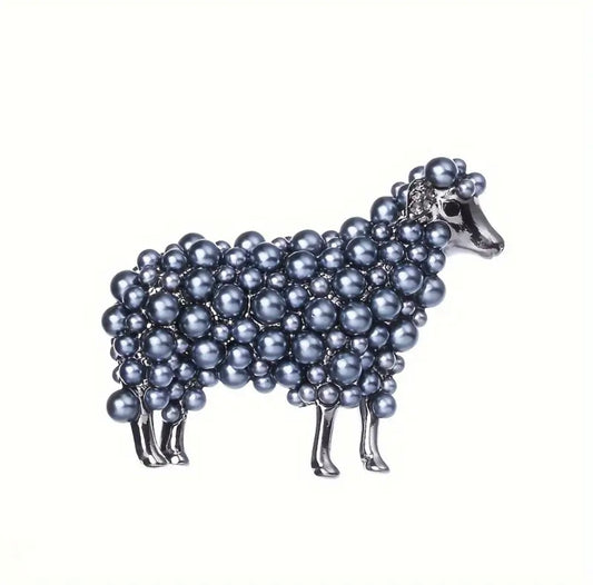 Blue-Pearl Lone sheep Brooch/Lapel